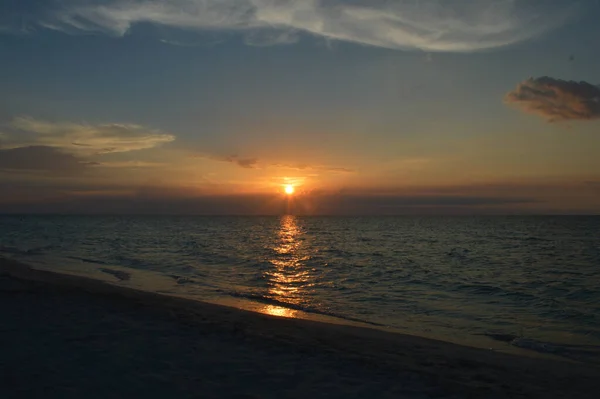 Coucher Soleil Sur Plage Varadero — стоковое фото