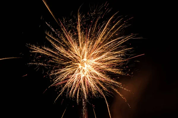 Een Prachtige Vuurwerk Nachtelijke Hemel — Stockfoto