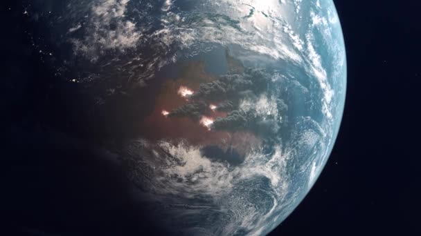 Planeet Tegen Een Donkere Achtergrond Met Sterren — Stockvideo