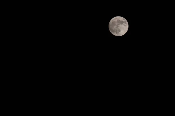 Une Vue Fascinante Une Lune Blanche Dans Ciel Noir — Photo