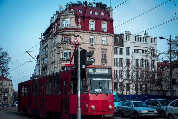 Belgrade Serbia Feb 2019 Busy City Street Filled Traffic — Stock Photo, Image