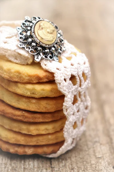 Biscotti Fatti Casa Una Tavola Legno — Foto Stock