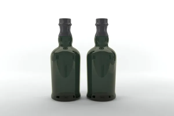 Återgivning Svarta Långa Flaskor Isolerade Vit Bakgrund — Stockfoto