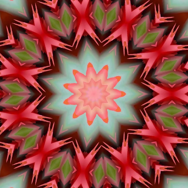 赤と緑の抽象的な万華鏡の背景 — ストック写真