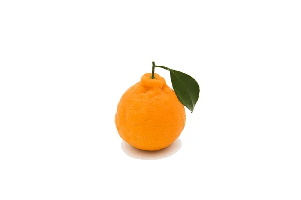 Close Toda Uma Laranja Madura Deliciosa Isolada Fundo Branco — Fotografia de Stock