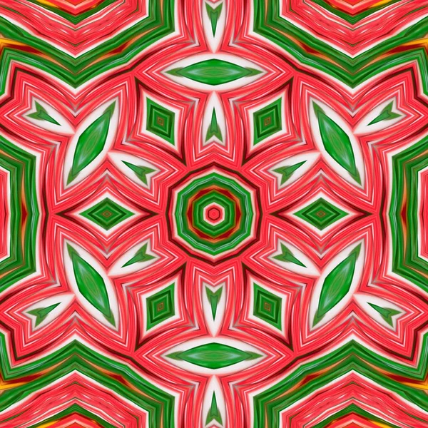 赤と緑の抽象的な万華鏡の背景 — ストック写真