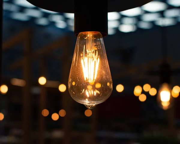 Decorative Light Bulb Hanging Cafe — Stock Photo, Image