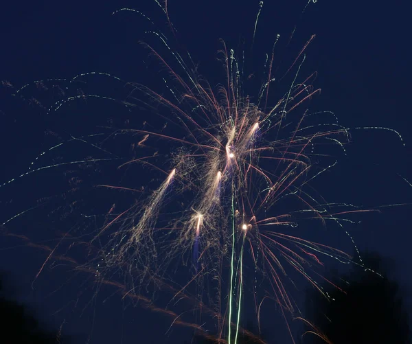 Closeup Shot Fireworks Dark Night Background — Stock Photo, Image