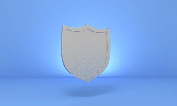 Una Forma Escudo Gris Aislada Sobre Fondo Azul — Foto de Stock