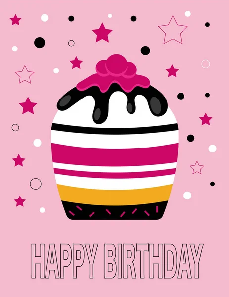 Beautiful Illustration Happy Birthday Card — Stock Photo, Image
