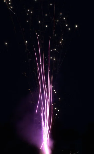 Vertical Shot Fireworks Dark Night Background — Stock Photo, Image