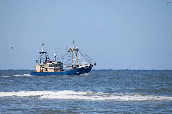 Shrimp Cutter North Sea Front Blue Sky — Stock Photo, Image
