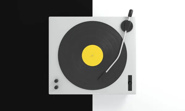 Top View Rendered Vinyl Turntable Wallpaper Background — Stock Photo, Image