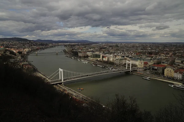 Uma Bela Vista Ponte Elisabeth Budapeste Hungria — Fotografia de Stock