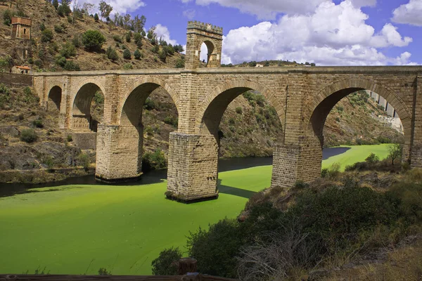 Uma Bela Vista Ponte Alcantara Sobre Rio Tejo Espanha — Fotografia de Stock