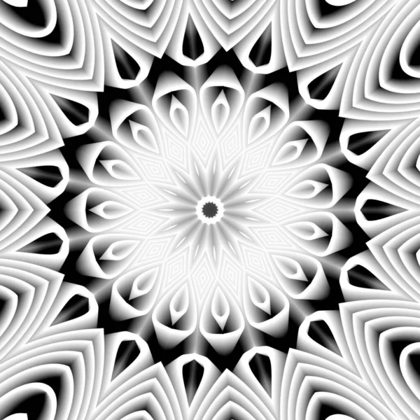 Mandala Caleidoscópico Blanco Negro Modelado Fondo —  Fotos de Stock