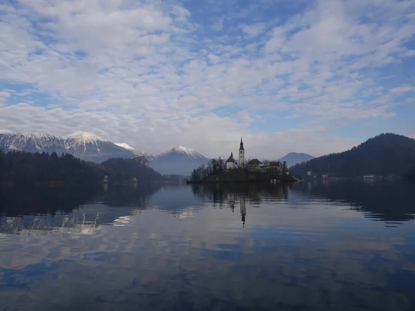 Straza Heuvel Boven Lake Bled Ochtend — Stockfoto