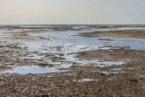 ドイツの干潮時に北海での土砂崩れの閉鎖ショット — ストック写真