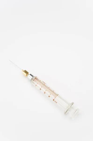 Isolated Injection Syringe White Paper Background Text Space — Stock Photo, Image