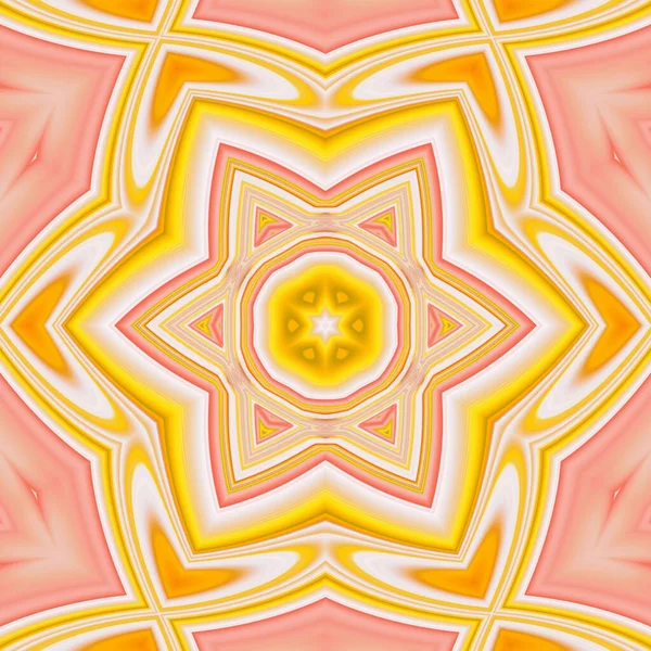Een Roze Gele Caleidoscopische Mandala Patroon Achtergrond Voor Wallpapers — Stockfoto