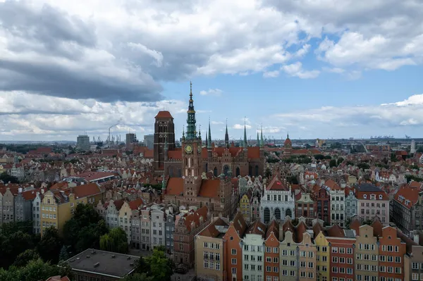 Der Bewölkte Himmel Über Dem Stadtbild Von Danzig Polen — Stockfoto