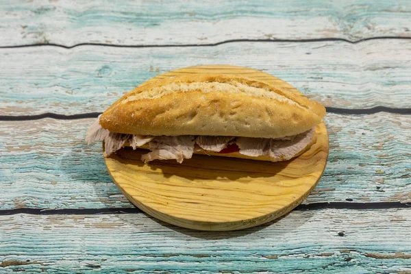 Sanduíche Com Pão Fatias Carne — Fotografia de Stock