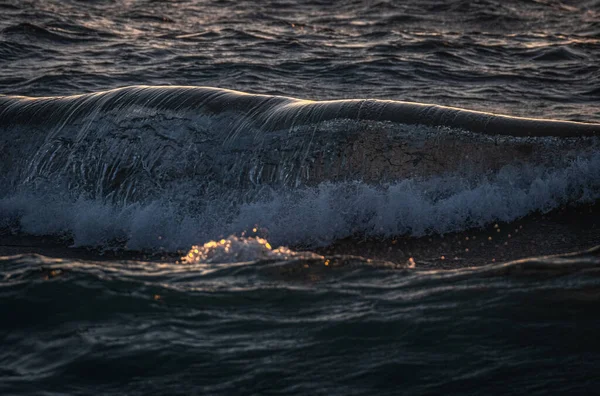 Décor Tranquille Des Vagues Mousseuses Océan Lever Soleil — Photo