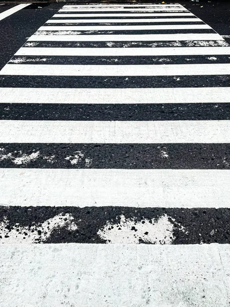 Tiro Preto Branco Uma Passagem Zebra — Fotografia de Stock