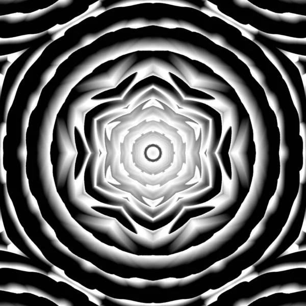 Černá Bílá Kaleidoskopické Mandala Vzorované Pozadí — Stock fotografie
