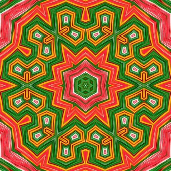 Green Pink Kaleidoscopic Mandala Patterned Background — Stock Photo, Image