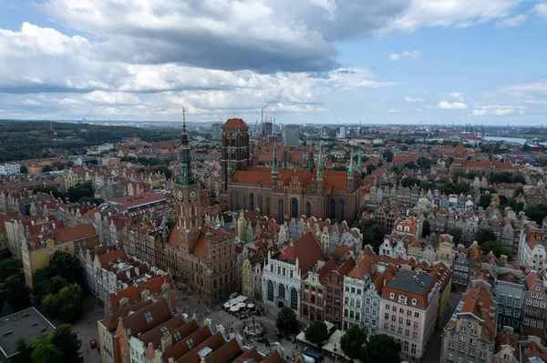 Felhős Felett Városkép Gdansk Lengyelország — Stock Fotó