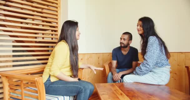 Group Friends Sitting Together Home — Vídeo de stock
