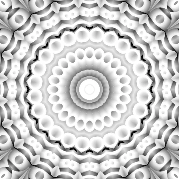 Ein Schwarz Weißer Kaleidoskopischer Mandala Gemusterter Hintergrund — Stockfoto