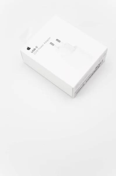 Como Itália Oct 2021 Adaptador Alimentação Usb Alta Potência Apple — Fotografia de Stock