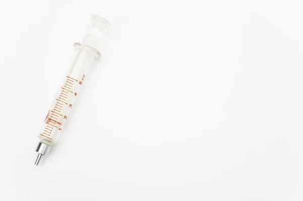 Isolated Injection Syringe White Paper Background Text Space — Stock Photo, Image