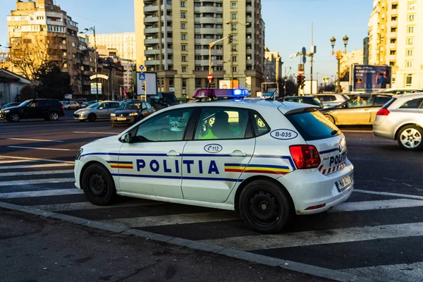 Buchare Roemenië Sep 2021 Roemeense Politie Politia Rutiera Patrouilleert Het — Stockfoto