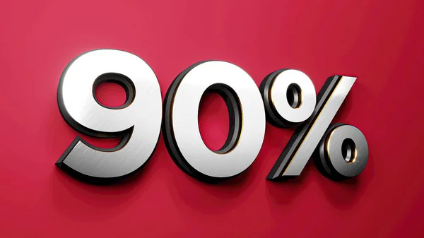 Silver Gold Percent Sign Red Background Special Offer Discount Tag — 스톡 사진