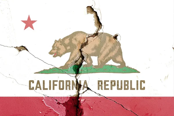 Une Icône Drapeau État Californie Avec Motif Grunge Peint Sur — Photo