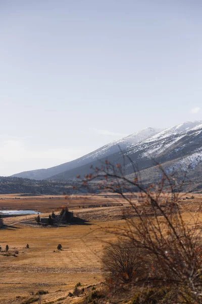 Eine Vertikale Aufnahme Einer Landschaft Mit Einem Berg Hintergrund — Stockfoto