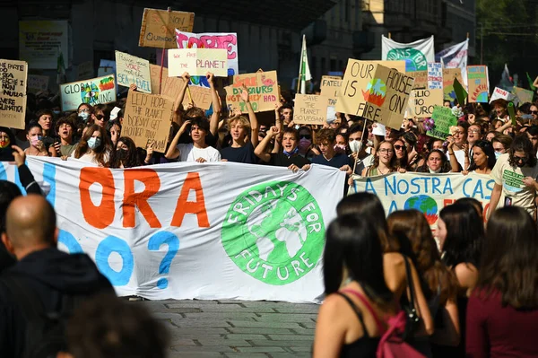 Торино Италия Сентября 2021 Глобальная Забастовка Пятницы Будущее Против Изменения — стоковое фото