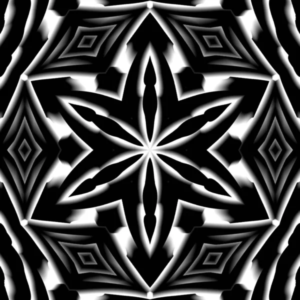 Een Abstracte Caleidoscoop Achtergrond Zwart Witte Kleuren — Stockfoto