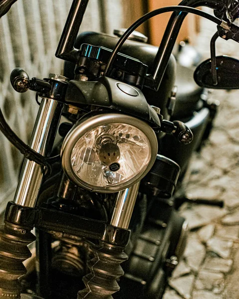 Une Sélective Une Moto Noire Cool — Photo