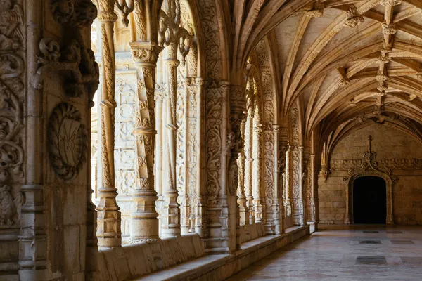 Claustro Gótico Del Monasterio Jerónimos Lisboa Portugal — Foto de Stock