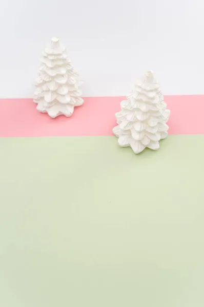 Weihnachten Ornamentalen Hintergrund Mit Tannenbäumen Auf Einer Rosa Und Grünen — Stockfoto