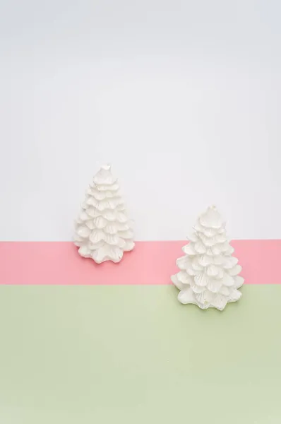 Weihnachten Ornamentalen Hintergrund Mit Tannenbäumen Auf Einer Rosa Und Grünen — Stockfoto