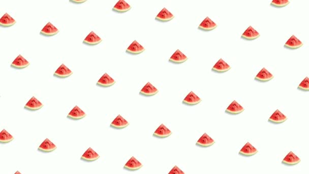 Pattern Ripe Red Watermelon White Background — Stock Video