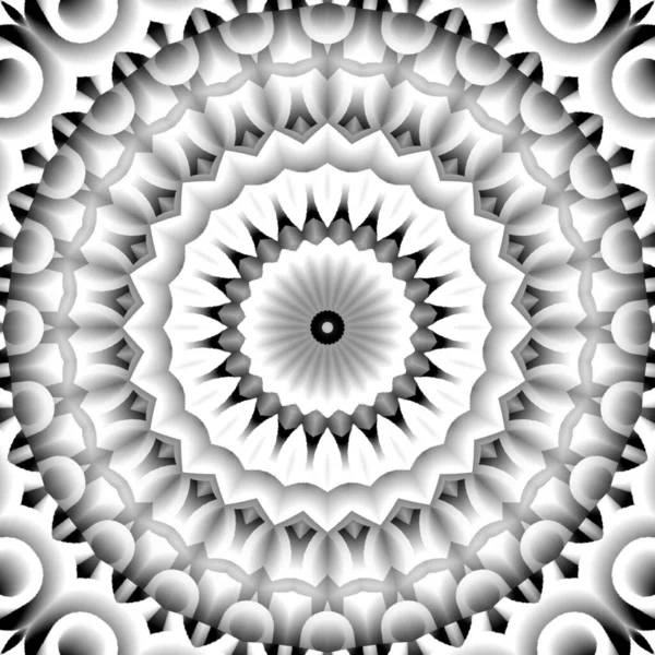 Черно Белый Калейдоскопический Фон Мандалы — стоковое фото