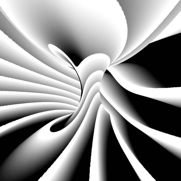 抽象波状图案的灰度三维绘制 — 图库照片