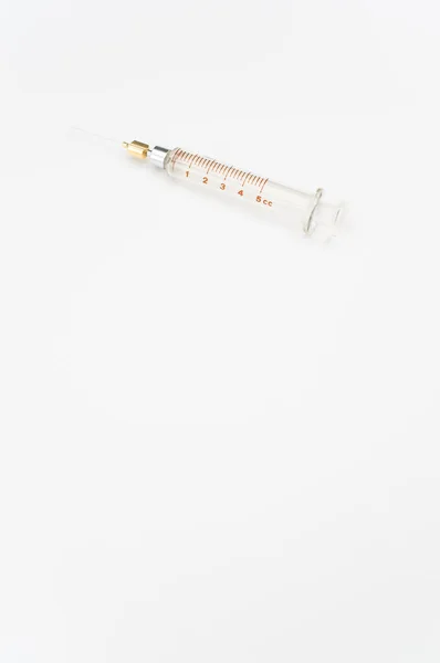 Une Seringue Injection Isolée Sur Fond Papier Blanc Avec Espace — Photo