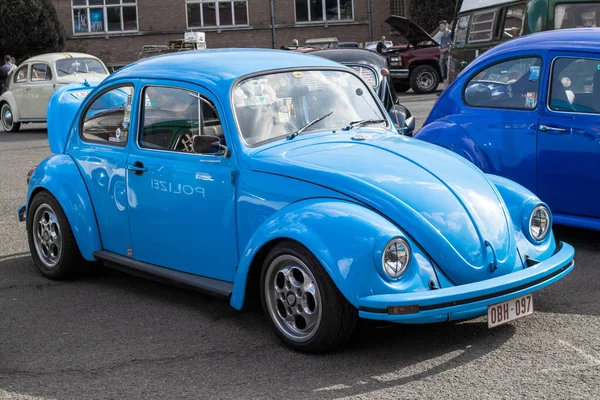 Liege Bélgica Sep 2021 Primer Plano Coche Azul Clásico Encuentro — Foto de Stock